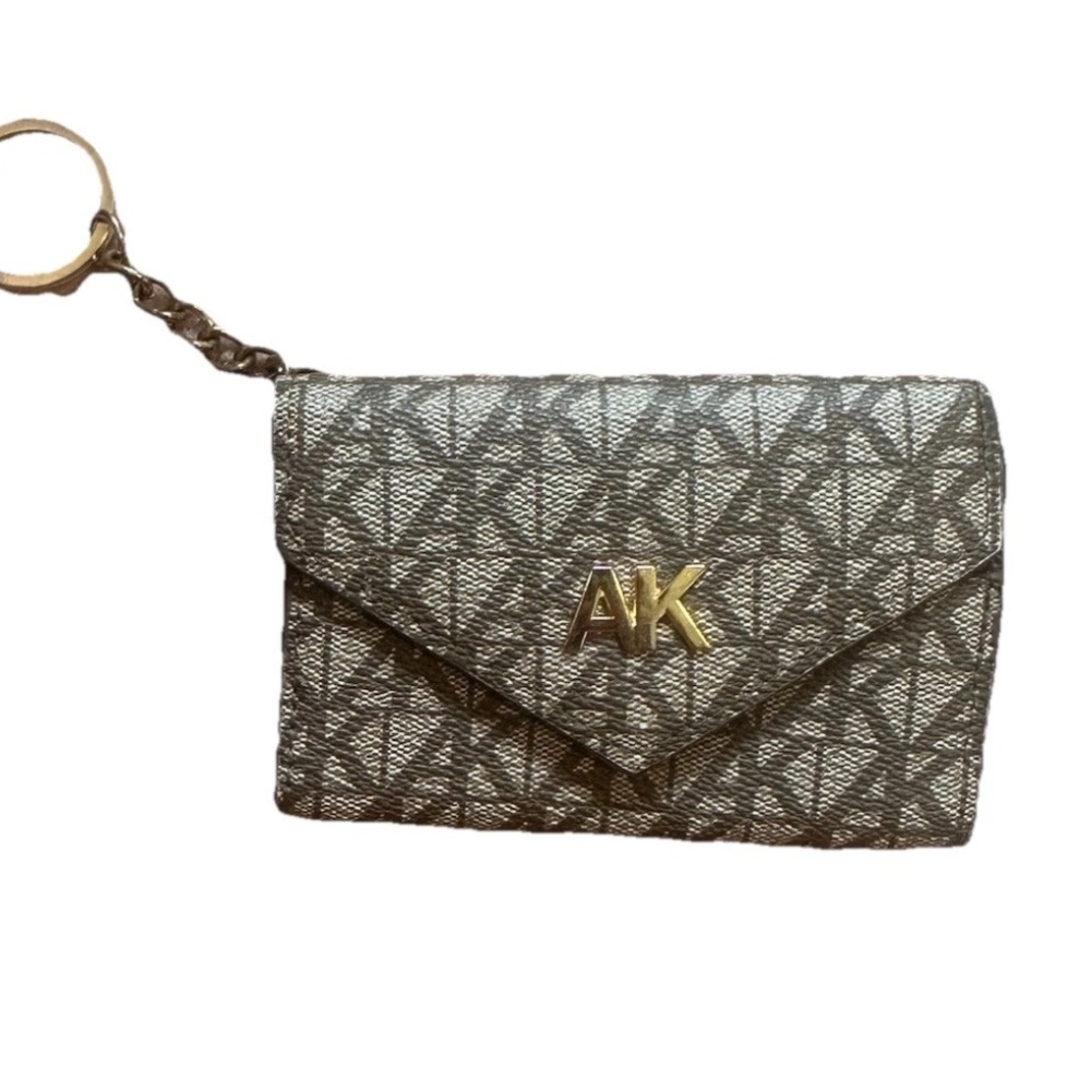 EUC Anne Klein Small Cardholder / Keys Holder Key Chain Wallet Tan Clean